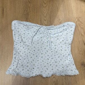 NWT Aeropostale Floral Lace-Trimmed Blue Tube Top